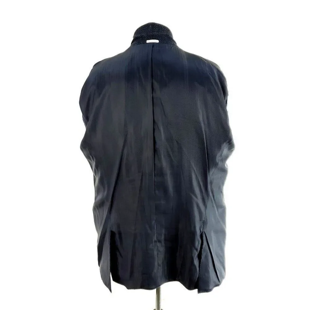 Joseph Abboud Comero Tweed Wool 2 Button Sport Coat 44R Blue Check Peak Lapel‎